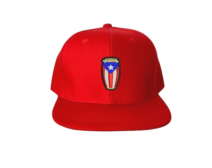 Puerto Rico Flag Conga Snapback WEPA Flat Bill Snapback Hat Cap Boricua Hat, PR Pride Hats Coqui hat