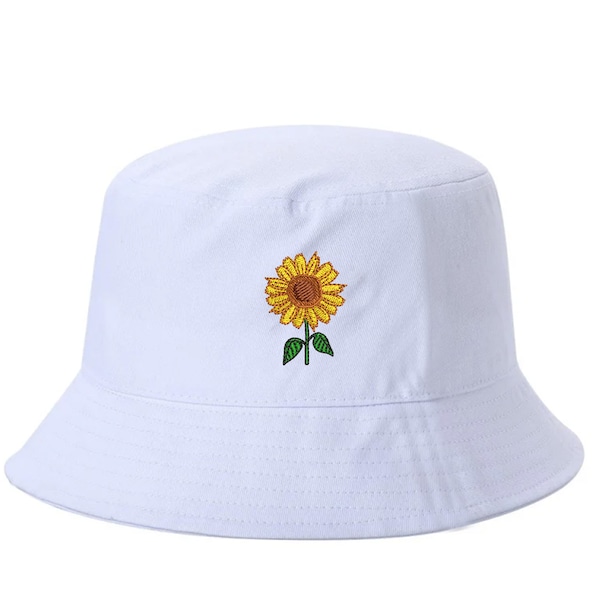 Spring Hat Sunflower Bucket Hat, Flower Sun Hat, Flower Embroidered Hat, Unisex Bucket Hat, Summer Bucket Cap, Flower Hat for women