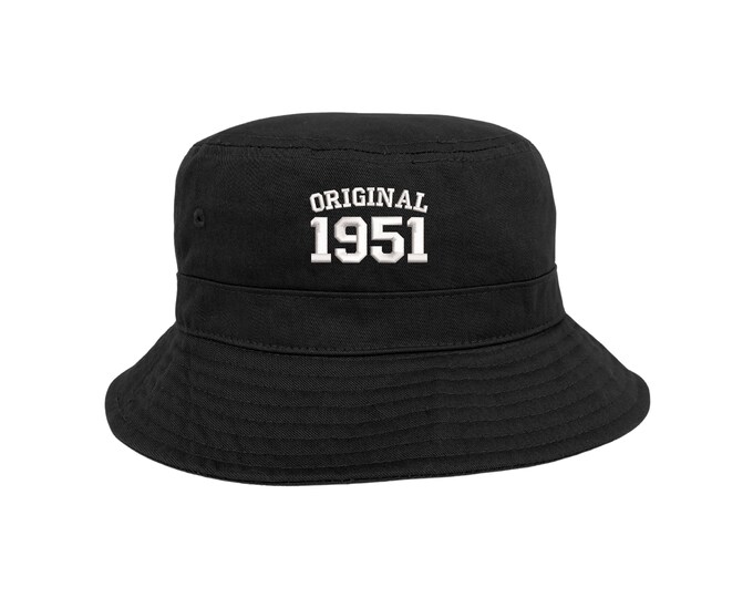 Original 1951 Bucket Hat, Unisex Embroidered Hat, 70th Birthday Bucket Hat, 2021 Birthday Bucket Hats, Custom Made Cap, Summer Bucket Hat