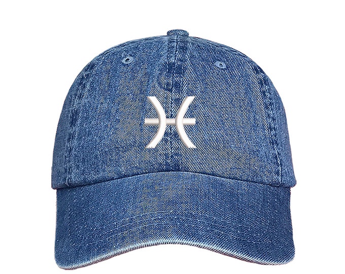 Pisces Zodiac Sign Embroidered Baseball Hat, Unisex Astrology Sign Baseball Cap, Pisces Horoscope Sign Hat