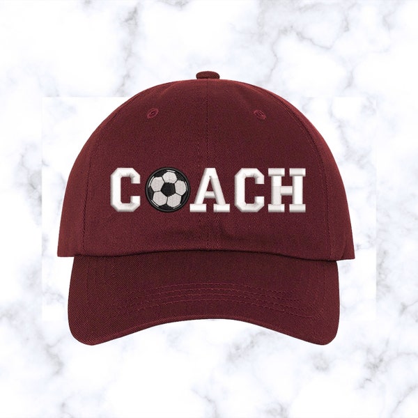 SOCCER Coach Baseball Hats, personalized gift for soccer coach, Coach Dad Hat, Soccer Coach Caps, Hats for Soccer Coaches, Embroidered Hat