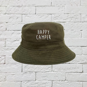 Happy Camper Bucket Hat, Sun Hats, Fisherman Bucket Hats, Van Life Hats, Unisex Bucket Hats, Traveling Caps, Bucket Caps Hat, Camping Hat