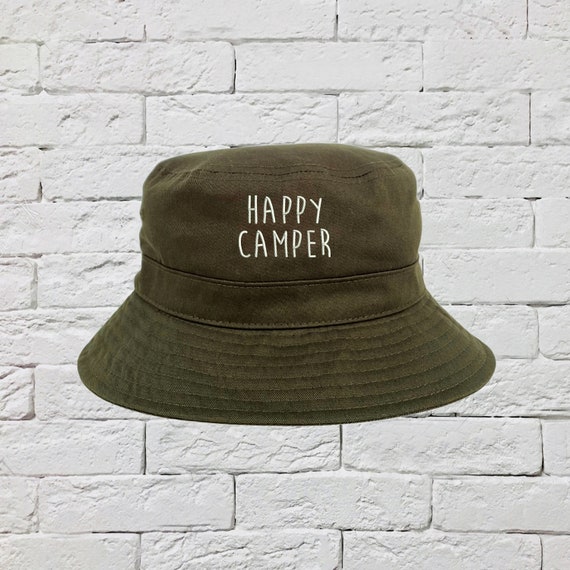 Happy Camper Bucket Hat, Sun Hats, Fisherman Bucket Hats, Van Life Hats, unisex Bucket Hats, Traveling Caps, Bucket Caps Hat, Camping Hat
