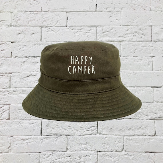 Happy Camper Bucket Hat, Sun Hats, Fisherman Bucket Hats, Van Life Hats, unisex Bucket Hats, Traveling Caps, Bucket Caps Hat, Camping Hat