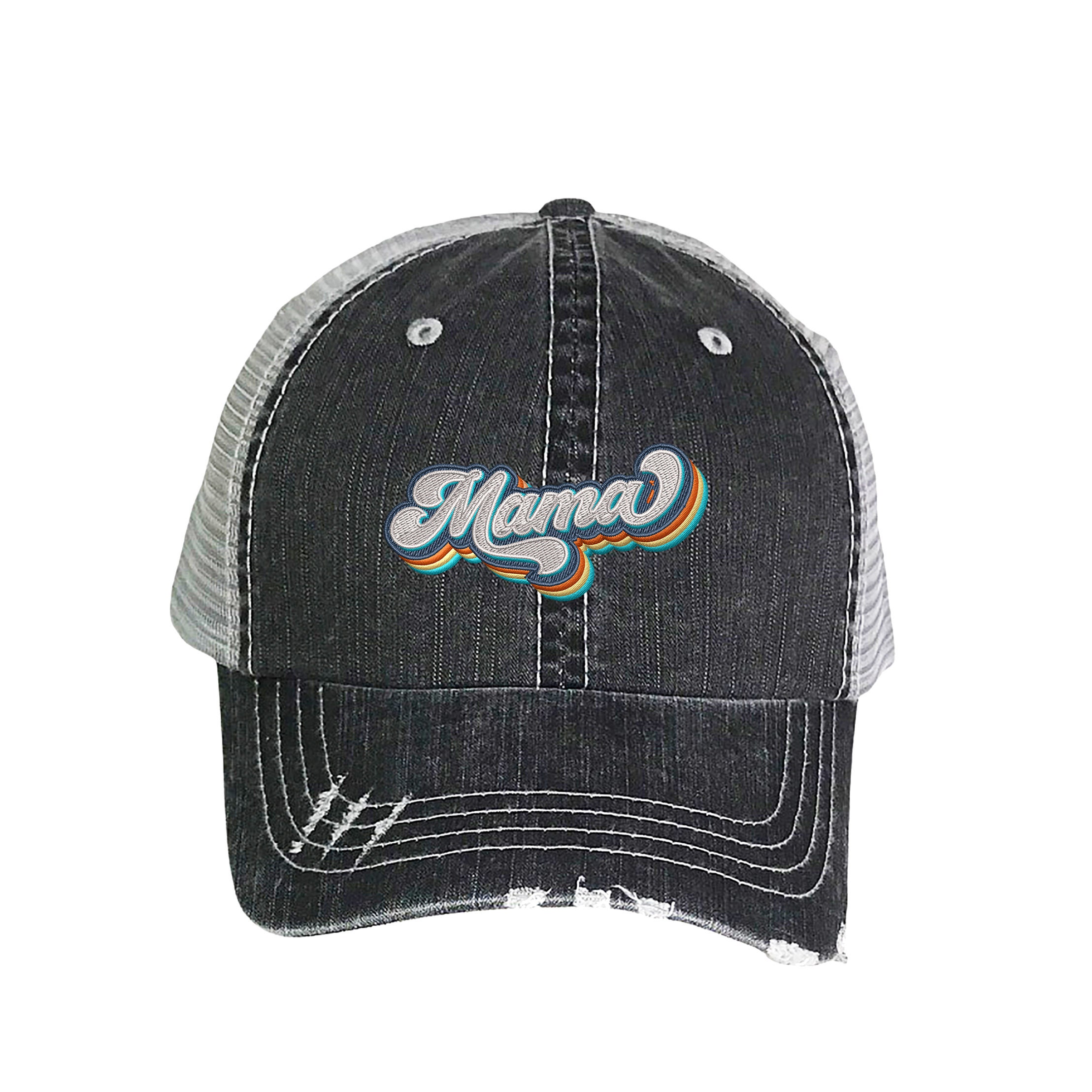 Vintage Trucker Hat with Mama Embroidery - Adjustable Snapback Cap Mama Embroidered Trucker Hat for Women, Vintage Mom Baseball  main image 3