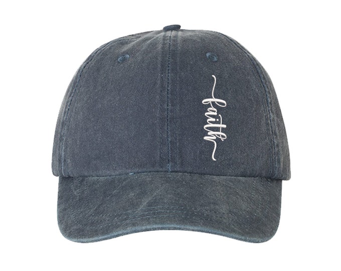 Side Faith Washed Baseball Dad Hat, Faith Hat, Embroidered Dad Hat, Hope Dad Hat, Religion Hat, Faith Dad Hat, Christian Hat, Faith Cross