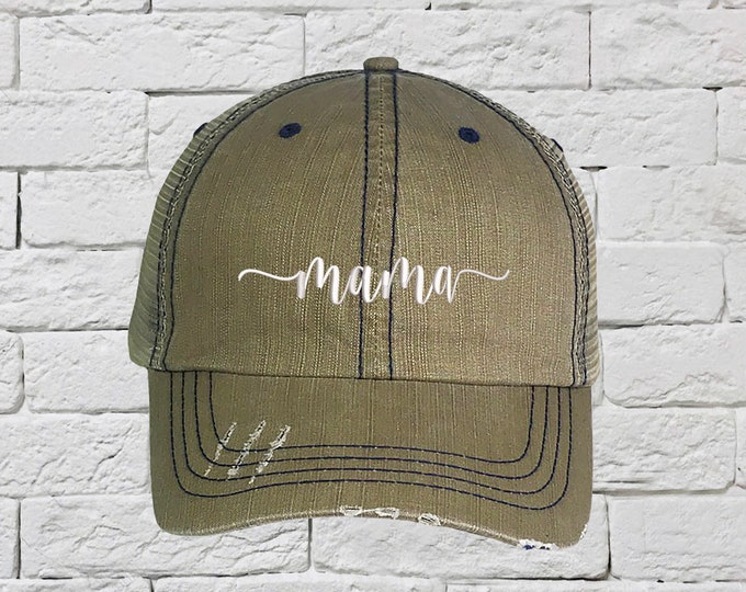 Mama Trucker Hat, Mom Distressed Trucker Hat, Unisex Trucker Cap, Mother's Day Gift for her, Mom Life Trucker Hat, Gifts for Valentines Day