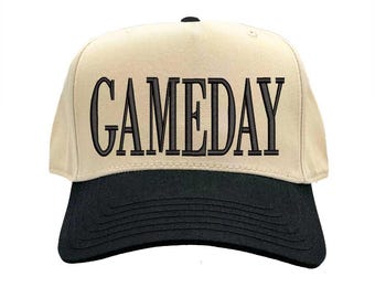 Gameday Hat Embroidered Two Tone Trucker Hat, Tailgate Football Baseball Cap, 5 Panel Snapback, Sports Fan Gift, Trendy Gameday Outfit Hat