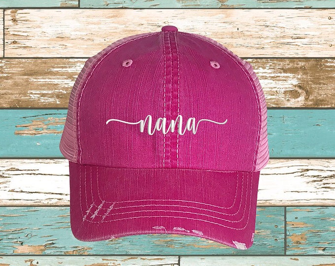 Nana Trucker Hat, Grandma Distressed Trucker Hat, Nana Baseball Hats, Grandmother Trucker Cap, Gift for new grandma Trucker Caps