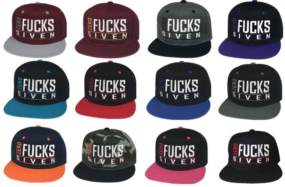 Flat Bill Snapback Caps Hats Zero 0 Fucks Given - Etsy