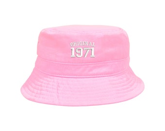 Original 1971 Bucket Hat, Unisex Embroidered Hat, 50th Birthday Bucket Hat, 2021 Birthday Bucket Hats, Custom Made Cap, Summer Bucket Hat