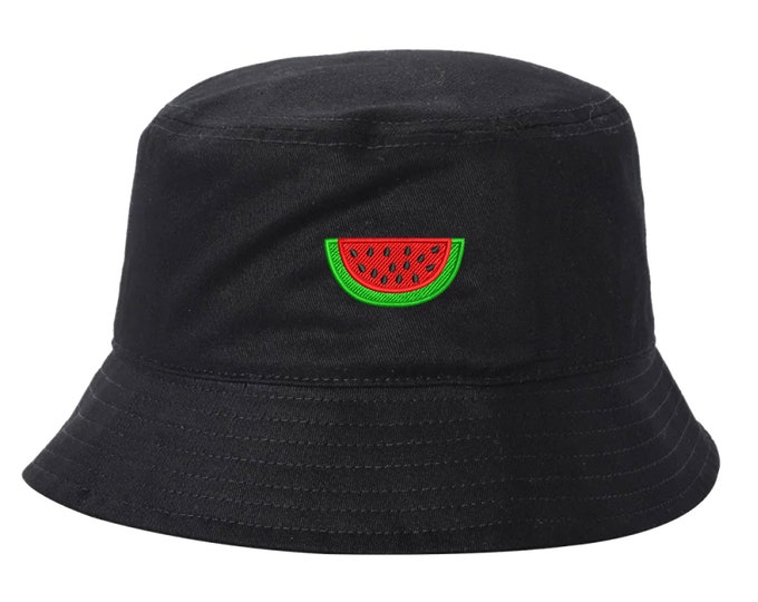 Watermelon Bucket Hat, Melon Sun Hat, Fisherman Bucket Hat, Trendy Embroidered Hat, Watermelon-embroidered bucket hat for summer fun