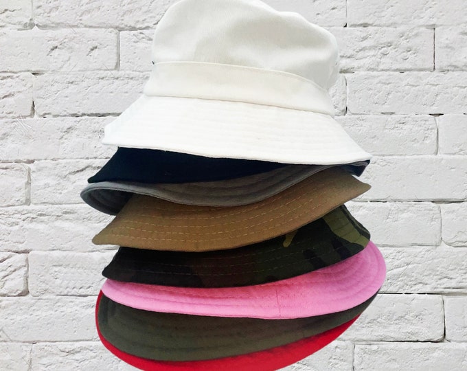 100% Cotton BUCKET HAT - Unisex Bucket Hat, Flower Sun Hat, Fisherman Bucket Hat,  Summer Bucket Cap, Custom Bucket Hat women,