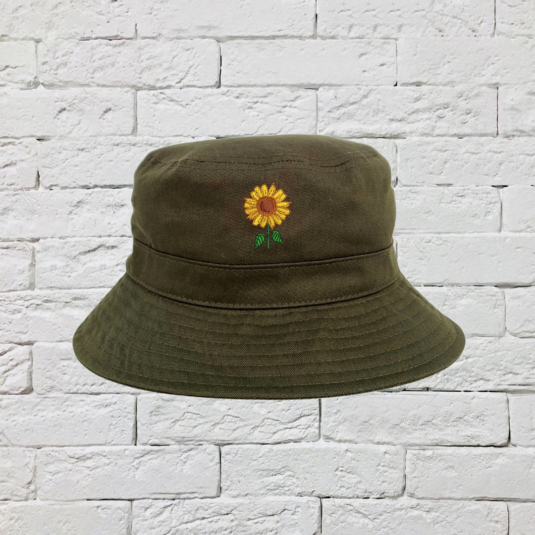 Sunflower Bucket Hat, Flower Sun Hat, Fisherman Bucket Hat, Embroidered