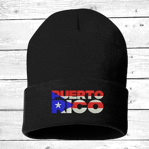 Puerto Rico Strong Cuffed Beanie, Puertorican Festival Hats, Embroidered Beanie Rico Dad Hats, Boricua Hats
