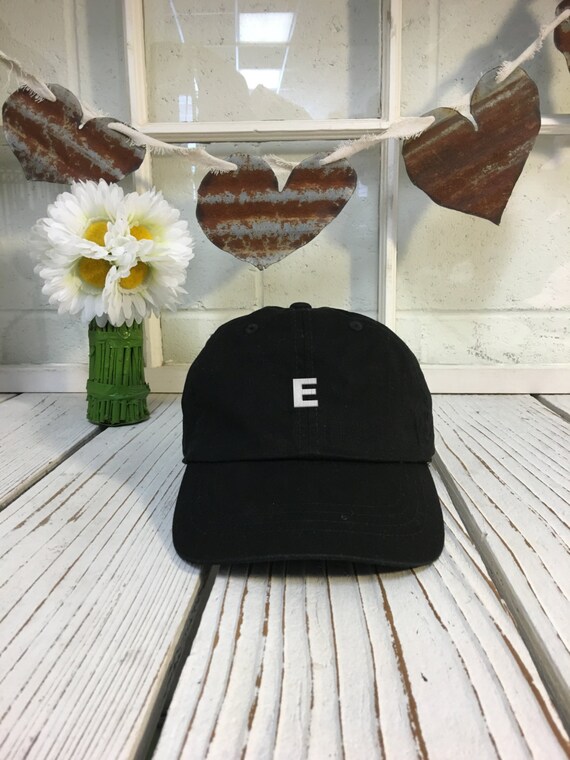 Dad Hat Letter e Alphabet Initial Embroidered Abc s Black Polo