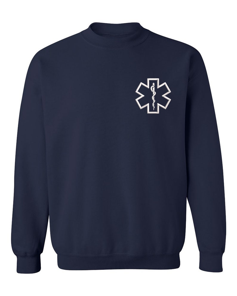 Paramedic Star Crewneck Sweatshirt, Gift for Her, Paramedic Pullover Sweater, Unisex Winter Sweatshirt, First Responder Gift, EMT Sweatshirt NAVY