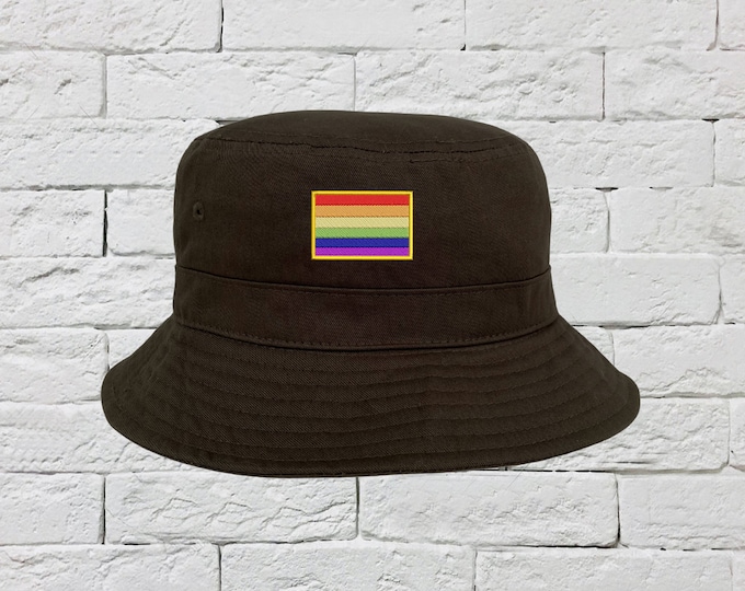 Pride Flag Bucket Hat, Rainbow Sun Hats, Fisherman Bucket Hat, Embroidered Hat, Unisex Introvert Bucket Hat, Summer Bucket Cap, LGBTQ Bucket