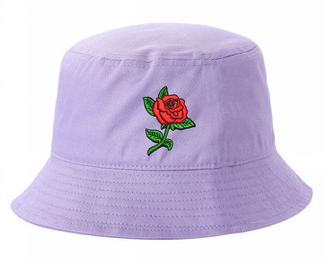 Red Rose Bucket Hat, Spring Hats Unisex Sun Hats, Floral Bucket Hats, Embroidered Hat, Unisex Bucket Hat, Summer Bucket Caps, Rose Hat