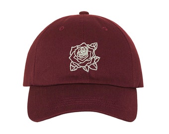 Rose Outline Baseball Hats with Rose embroidered patch Gift for her Unisex Dad Hats Tumblr Red Rose Hipster Cool Hats