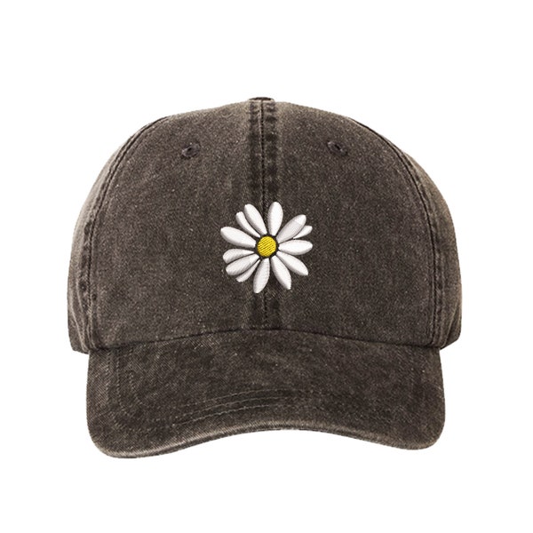 Daisy Washed Baseball Dad Hat, Daisy Flower Dad Hat, Embroidered Dad Hat, Nature Lover, Gift for Her, Floral Spring Hat, Daisy Baseball Hat