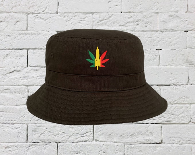 Rasta Bud Bucket Hat, Weed Sun Hats, Fisherman Bucket Hats, Embroidered Hat, Unisex Introvert Bucket Hat, Summer Bucket Cap, 420 Bucket Hats