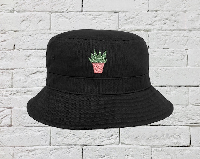 Succulents Bucket Hat, Embroidered Sun Hats, Fisherman Bucket Hats, Plant Hats, Unisex Beach Bucket Hats, Custom Made Caps, Bucket Caps Hat