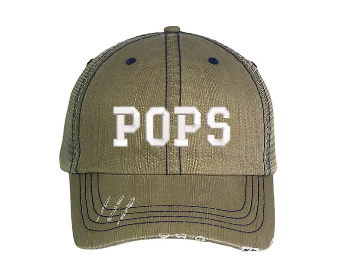 Pops Trucker Hat, Pops Distressed Trucker Hat, Fathers Day Hats, Grandfather Trucker Cap, Gift for new grandpa Trucker Caps, Best Pops Hat