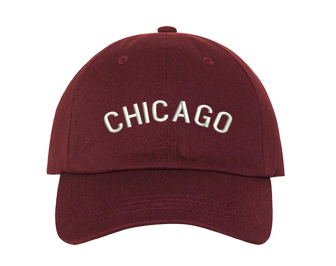 CHICAGO Dad Hat Baseball Hat Low Profile Embroidered Baseball Caps Dad Hats Black