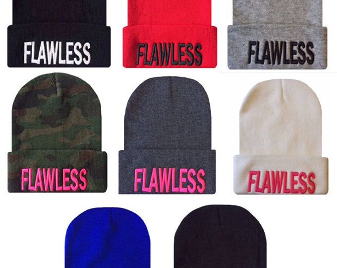 FLAWLESS 3D Cuffed Beanie Hat Hip Hop Beanies Cap - Many Colors Available