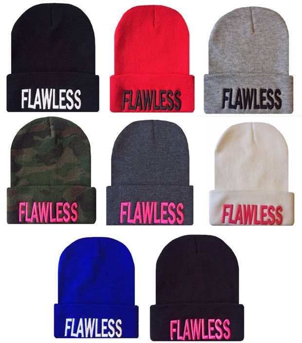 FLAWLESS 3D Cuffed Beanie Hat Hip Hop 