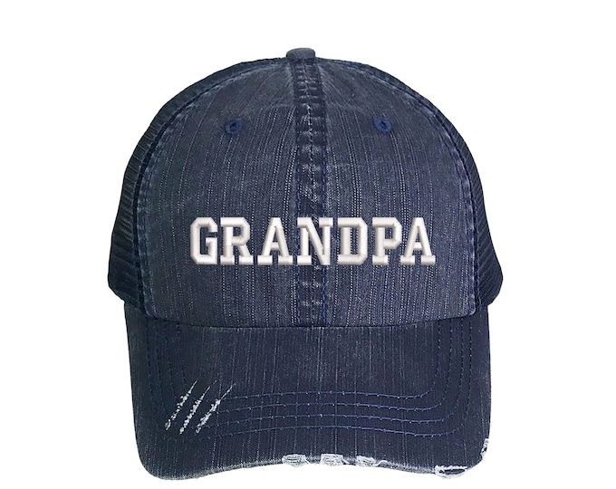 Grandpa Trucker Hat, Grandpa Distressed Trucker Hat, Pregnancy Reveal Hats, Grandfather Trucker Cap, Gift for new grandpa Trucker Caps