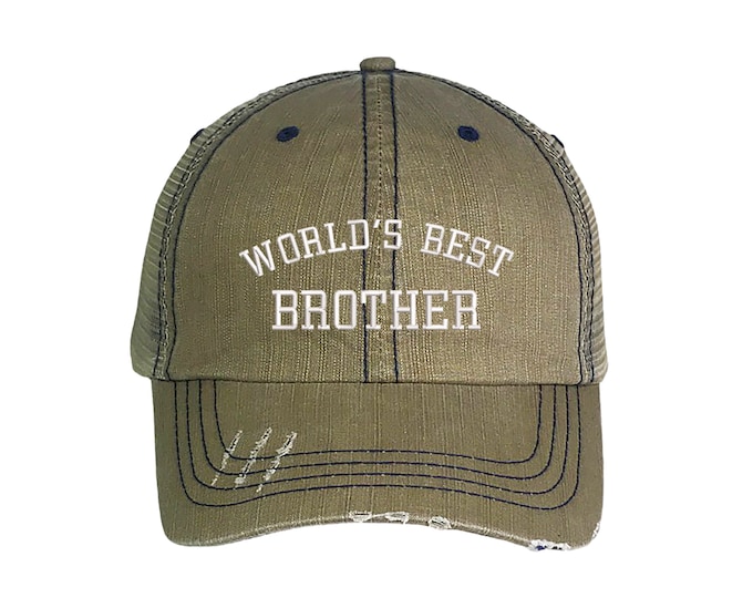 Worlds Best Brother Distressed Trucker Cap, Brother Distressed Trucker Hat, Best Brother Trucker Cap, Sibling Trucker Caps, Best Brother Hat