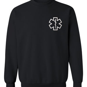 Paramedic Star Crewneck Sweatshirt, Gift for Her, Paramedic Pullover Sweater, Unisex Winter Sweatshirt, First Responder Gift, EMT Sweatshirt BLACK