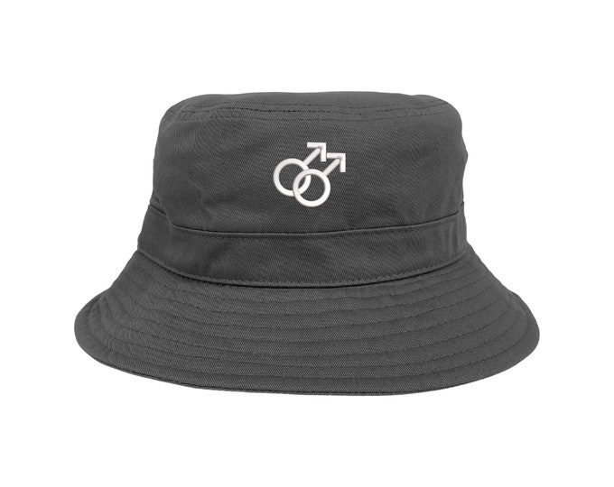 Gay Symbol Bucket Hat, Embroidered Hats, Fisherman Bucket Hats, Sexuality Hats, Unisex Beach Bucket Hats, Custom Made Caps, Bucket Caps Hat
