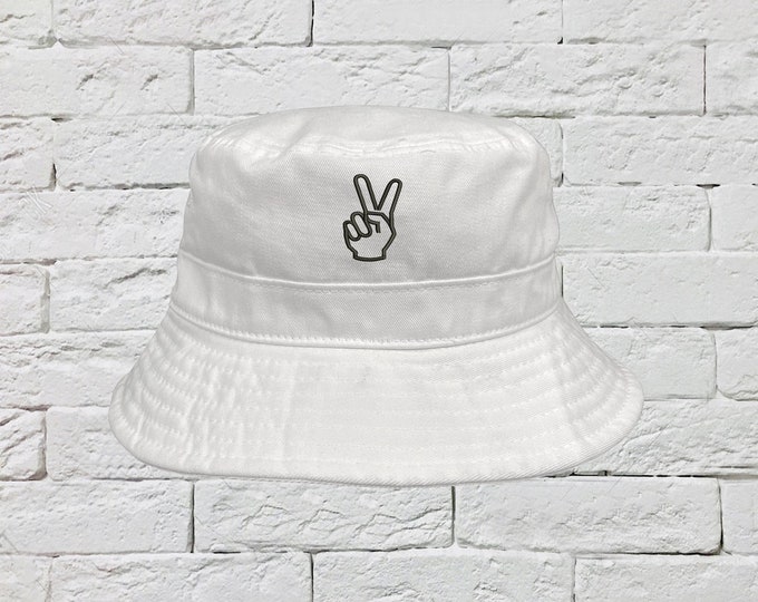 Peace Sign Bucket Hat, Unisex Sun Hats, Fisherman Bucket Hats, Embroidered Hat, Unisex Introvert Bucket Hats, Summer Bucket Caps, Hippie Hat