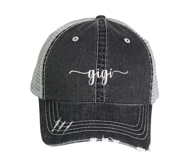 GIGI Trucker Hat, Grandma Distressed Trucker Hat, Grandmother Trucker Cap, Gift for grandma, Funny Grandma Hat, Fathers Day Trucker Caps