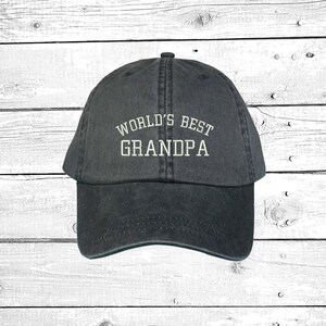 World&#39;s BEST GRANDPA Washed Dad Hat, Low Profile Embroidered Grandfather&#39;s Gift Baseball Cap Hats, Papa Hats