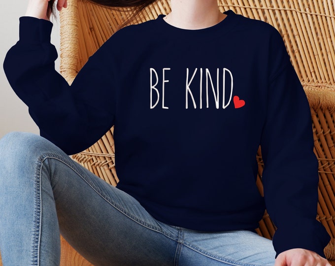 Be Kind Sweatshirt, Peace and Love Gift, Embroidered Crewneck Sweatshirt, Women Sweatshirt, Fleece Pullover, Oversized Sweater, Gift for Her