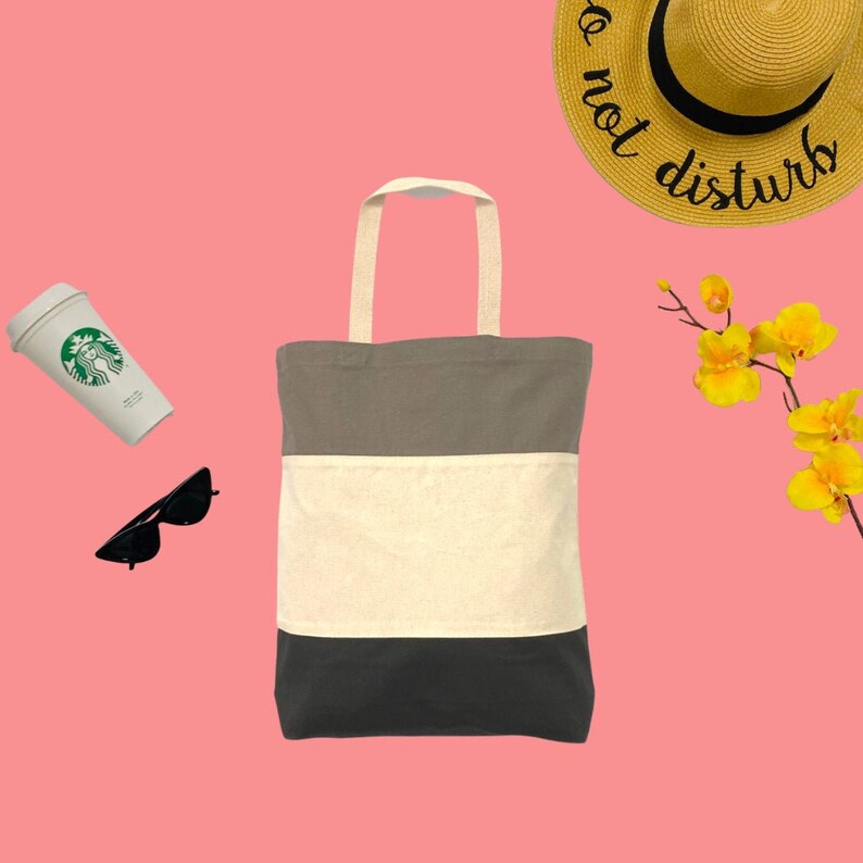 Eco-Friendly Shopping Bag Reusable Market Bag Cotton Tote Bag Tri-Color Tote Bag Cute Tote Bag babe Beach Bag Large Tote Bag