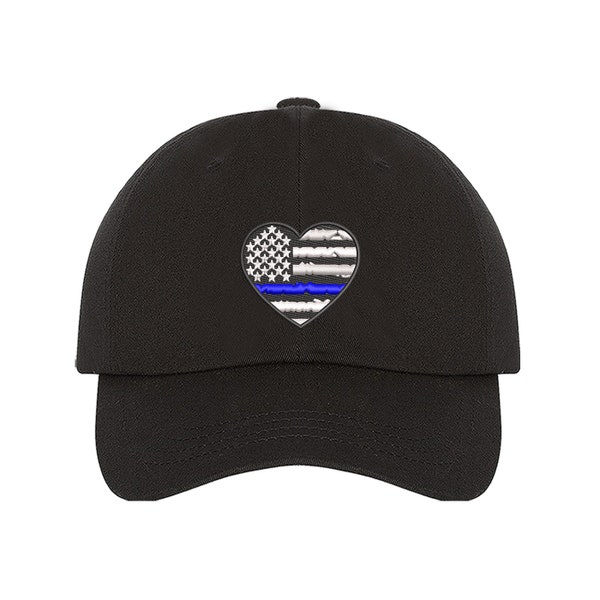 Police Heart Baseball Dad Hat, Police Hat, Embroidered Dad Hat, Thin Blue Line Hat, Dad Hat, Police Pride, Police Cap, Law Enforcement Hat