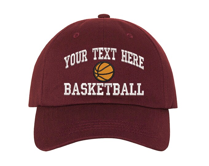 Custom Basketball School Hat Personalized Cap Your Text Here Hat Coach Personalized Gift Choose your text  Basketball Team Custom Text Caps