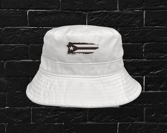 Puert Rico Black Island Hat, Puerto Rico Hats, Fisherman Hats, Caribbean Hats, Unisex Bucket Hats, WEPA Caps, Anarchy Protest Bucket Caps