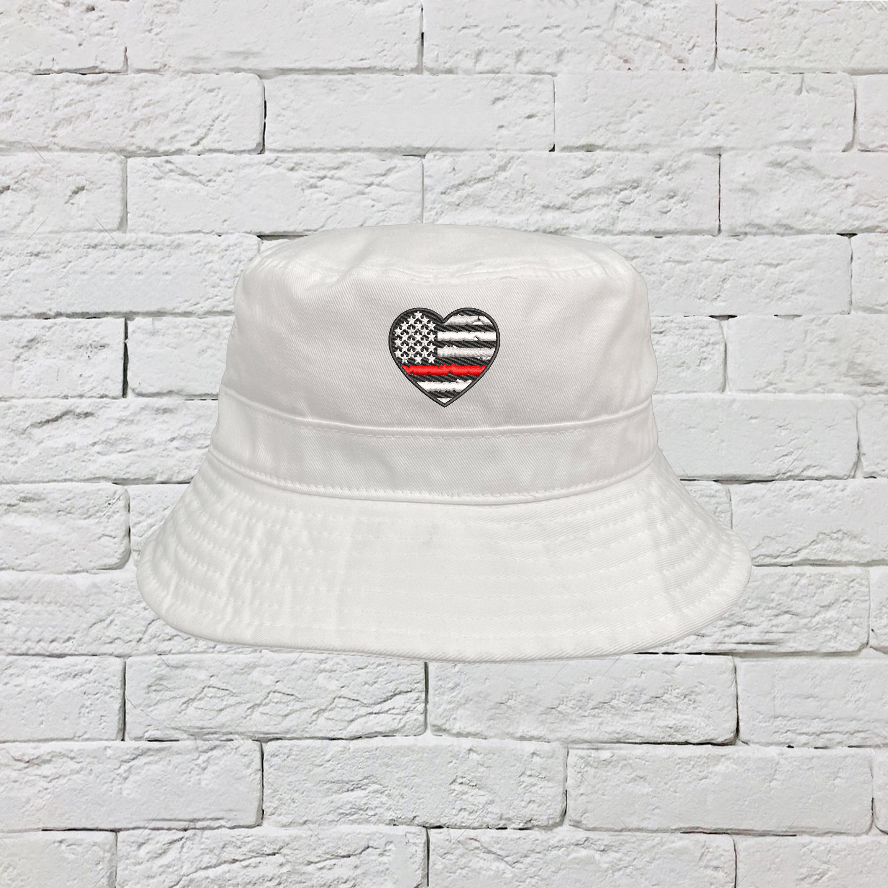 Fireman Heart Bucket Hat, Fire Department Hats, Fisherman Hats, EMT Hats, Firefighter Unisex