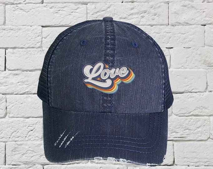 Love Trucker Hat, Love Distressed Trucker Hat, Unisex Trucker Cap, Gift for her, Gift for him Trucker Hat, Gifts for Valentines Day