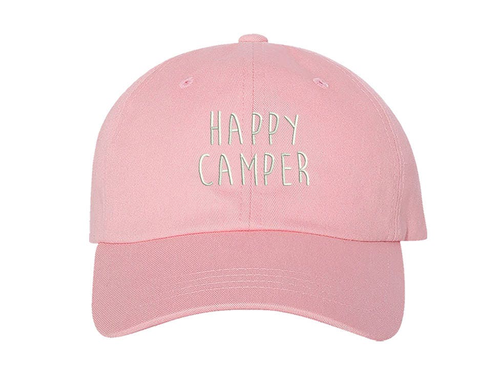 Funny Happy Camper Trucker Hat - Colorful Camping Baseball Cap Adjustable