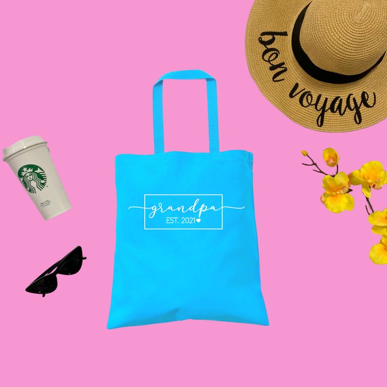Printed Tote Bag Eco-Friendly Shopping Bag Reusable Market Bag Grandpa Bag Cute Tote Grandpa Est 2021 Canvas Tote Bag Cotton Tote Bag