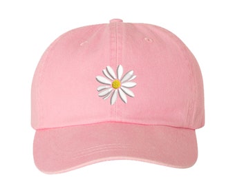 Daisy Washed Baseball Dad Hat, Daisies Flower Dad Hat, Embroidered Dad Hat, Nature Lover, Gift for Her, Floral Spring Hat, Baseball Hat