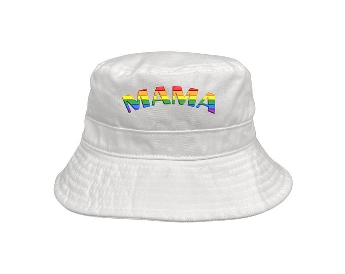 Pride MAMA Bucket Hat, Rainbow Sun Hats, Fisherman Bucket Hat, Embroidered Hat, Unisex Introvert Bucket Hat, Summer Bucket Cap, LGBTQ Bucket