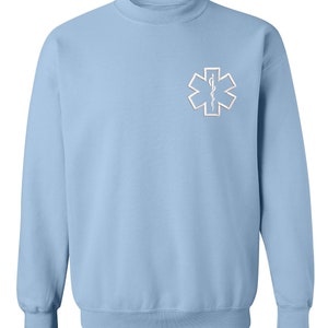 Paramedic Star Crewneck Sweatshirt, Gift for Her, Paramedic Pullover Sweater, Unisex Winter Sweatshirt, First Responder Gift, EMT Sweatshirt SKY BLUE